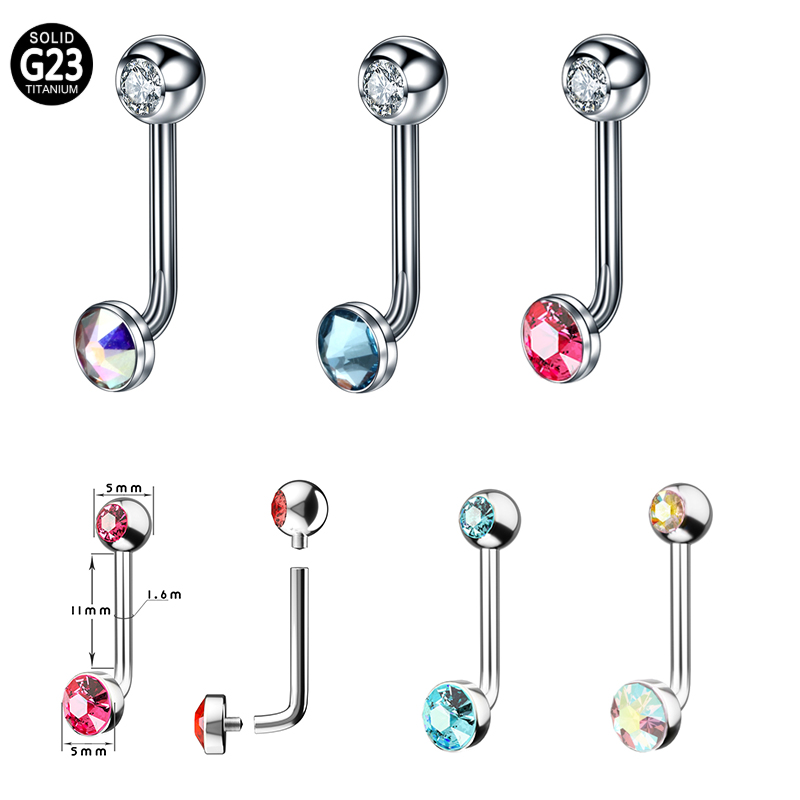 Body Jewelry Vch - 1PC F136 Titan 14G CZ Edelstein