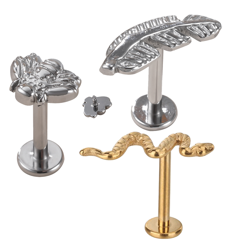 Body Jewelry Metal Types - G23 Titan Schlange/Biene/Feder/Typ PIERC Lip Stud