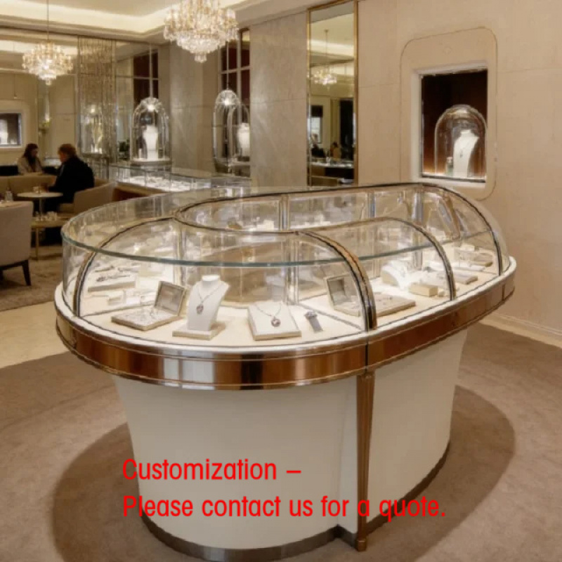 Body Jewelry Mall - Maßgefertigte Luxus-Schmuckpräsentationstheke mit Gebogener Kuppel |