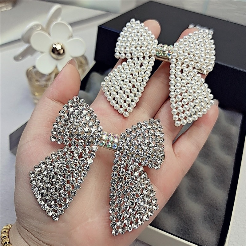 Body Jewelry Wholesale - Strass Perle Bogen Haar Clips Barrettes
