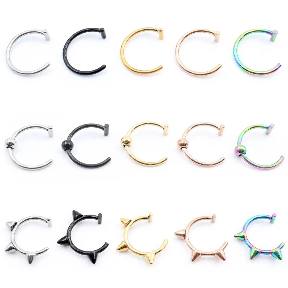 Body Jewelry Metal Types - 1-teiliger Nasenring aus Edelstahl, C-Typ, Kugel,