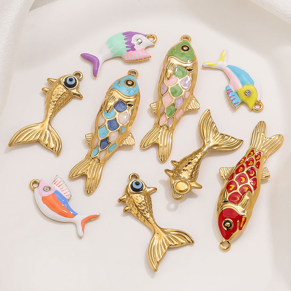 Body Jewelry Wholesale - 2-3 stücke Edelstahl Nette Goldene Emaille