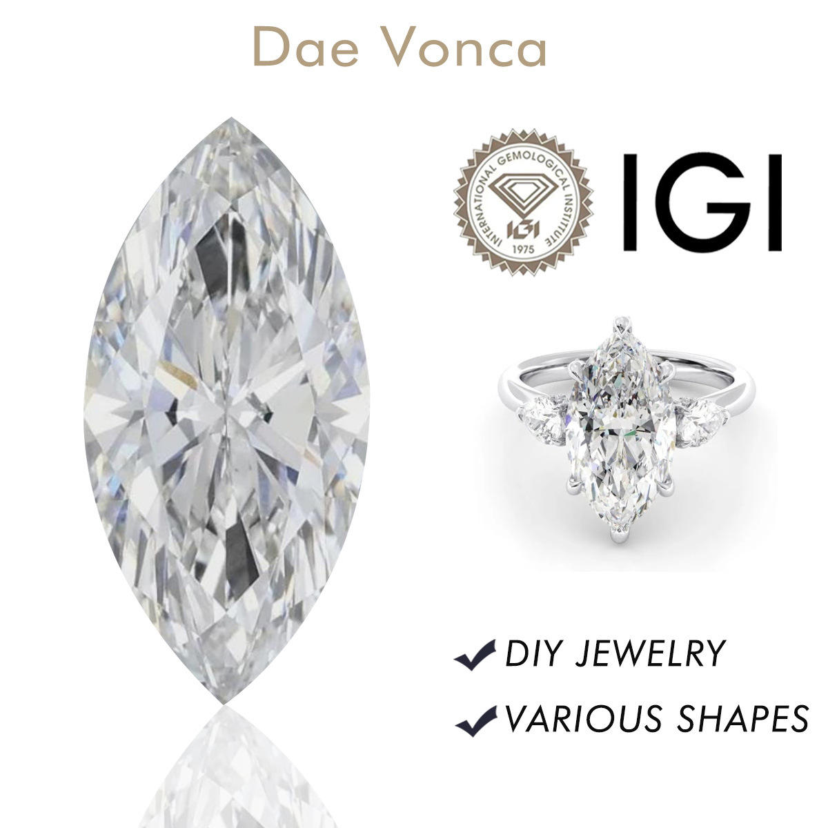Body Jewelry Vch - 1,0-6,0 ct Marquise-Schliff Laborgezüchteter Diamant VS/VVS