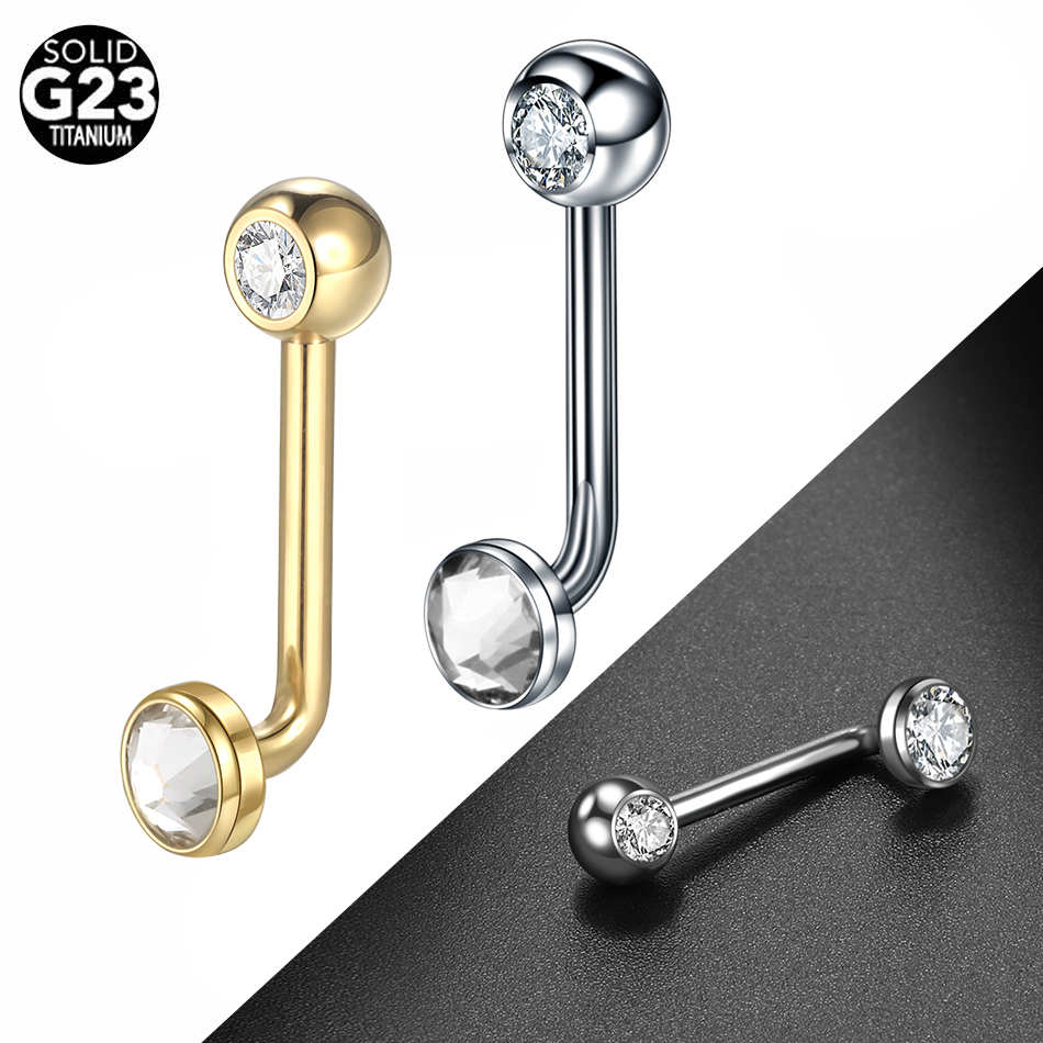 1PC G23 Titan CZ Gebogene Barb – Body Jewelry Vch Bewertung und Preis
