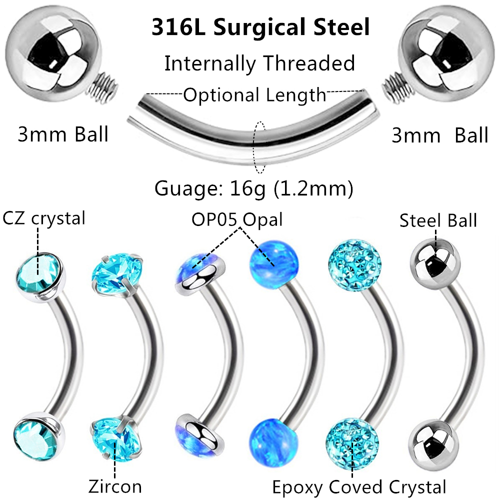 6-teiliges 16 g gemischtes Opa – Body Jewelry Metal Types Bewertung und Preis