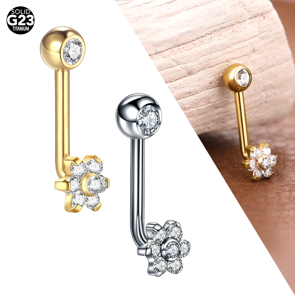 1/5PCS Titan CZ Kristall Blume – Body Jewelry Vch Bewertung und Preis