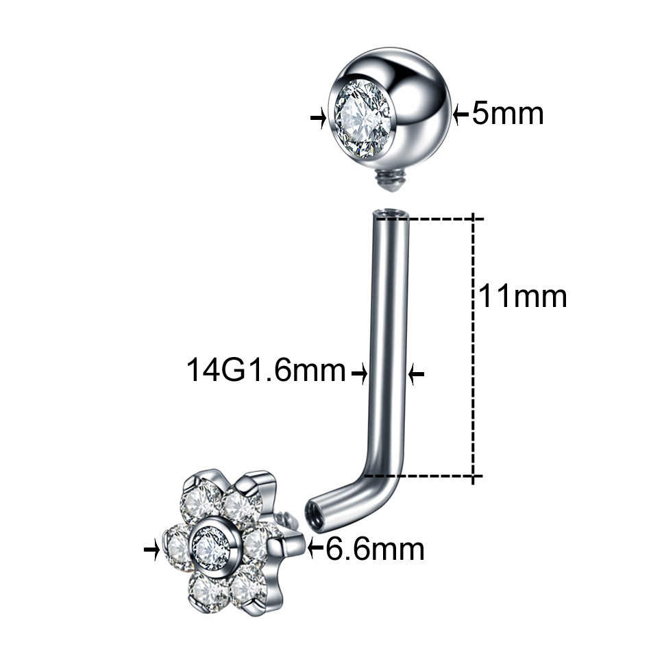 1/5PCS Titan CZ Kristall Blume – Body Jewelry Vch Bewertung und Preis